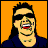 Pixelated buddy icon split into two sections: left side shows a cartoon character with long hair and sunglasses against an orange background, right side displays "MULLETS ROCK!" text on blue with white stars.