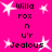 Pixelated pink background with white starbursts and black text reading 'Willa rox n u'r Jealous' arranged in a pattern