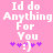 Pink background with white pixelated text "Id do Anything For You" and purple pixelated symbols below.