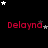 Black background with red text 'Delayna' repeated , white and gray stars scattered in motion patterns above each