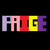 Pixelated text "PRIGE" in rainbow colors shifts across with varying letter color sequences on black background