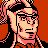 Pixelated 48x48 static icon of a character with black hair, glasses, and pinkish skin tones against an orange background.