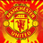 A static pixelated icon features a central golden emblem with red and yellow tones, surrounded by radiating lines on a red background.