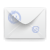 A white envelope with two light blue circular seals, one large on the left and one small on the right, against a gray background.