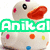 A white rubber duck with orange beak and black eyes, covered in colorful polka dots, appears in two states: one with a green "Anikai" banner and one without.