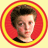 Circular red and yellow bordered icon with a child's face, then the same face with animated swirling eyes, followed by only the swirls remaining.