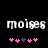 Pixelated text 'moises' appears above pink and purple heart symbols on a black background, with slight variations in symbol arrangement between frames.