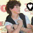 Six- of a person with dark curly hair in various poses, some showing heart icons and one displaying 'Nick' on pink background