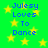 Green background with yellow stars and blue text reading "Julesy Loves To Dance" in four identical