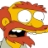 Pixelated cartoon character with red and yellow coloring, wide white eyes, and a black mouth, set against a white background.