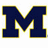 A pixelated blue 'M' with yellow outline appears in two states: one plain and one overlaid with 'GO BLUE' text.