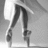 Pixelated image divided into four quadrants with a grayscale dancer on top-left, light blue background with pink text on top-right and bottom-left, and solid gray bottom-right.