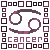 repeating Cancer zodiac symbols with the word 'cancer' below each symbol, surrounded by a pattern of alternating dark and light squares