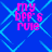 Blue background with cyan geometric lines and pink text reading 'my bff's rule' in four identical quadrants.