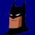 Pixelated Batman head icon with green text on dark background split into two sections, left blue and right green.