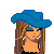 Animated contact sheet of a pixel art cowboy-themed buddy icon showing character head, torso, legs, and repeated text elements across multiple frames.