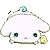 A light pink, cloud-shaped character with large blue eyes and a small blue spiral on its head holds a yellow object, displaying subtle expression changes