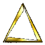 Golden triangular frame with reflective metallic surface, displayed in six distinct orientations against gray background.
