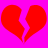 Two red broken heart shapes on a bright pink background, each with jagged edges and no text or additional elements.