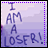 Two side-by-side pixelated with purple dotted borders display text on a light purple background; the right adds 'and proud' below