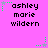 Pixelated text 'ashley marie wildern' on bright pink background with green and gray star-shaped animations.