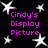 Black background with white star shapes and pink text reading "Cindy's Display Picture" repeated four times.