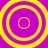 Four yellow concentric circles on a solid purple background, arranged in a with no visible animation changes