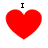 Four red heart shapes arranged in a , each with a black capital 'I' above it on a white background
