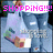 A person in light blue denim jeans holds a white shopping bag with green accents, with pink text overlays changing across frames.
