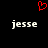 Red pixelated heart symbol above two white 'jesse' text labels on black background.