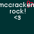 Pixelated text displays 'mccracker' with a red heart replacing the 'e', followed by 'rock!' and '<3' on a dark teal background.
