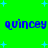 Green background with blue plus signs and repeated blue text 'quincey' in two