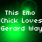 Green pixelated background with white text reading "This Emo Chick Loves Gerard Way" in four identical arranged in a