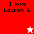 A four- displays 'I love Lauren &' text with a white star on red and a red star on white, transitioning between two states
