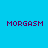 Four identical pixelated text blocks reading 'MORGASM' in purple on alternating cyan and green backgrounds arranged in a