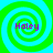 Four identical spiral patterns with alternating green and cyan rings, each containing the text 'Haley' in purple pixelated font.