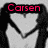 A pixelated image shows a figure with long dark hair forming a heart shape with arms, displaying text and symbols in red over grayscale tones.