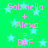 Green background with light blue stars and pink text reading 'Gabriella + Alexa = BFF' repeated twice in a
