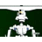 White skeletal figure with blue shoulder accents on dark green background, performing sequential arm and head movements.