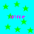 Cyan background with scattered green stars and four instances of pink text reading 'onnie' in pixelated font.