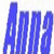 A 50x50 pixel animated buddy icon featuring blue text on a white background with visible dithering and anti-aliasing artifacts, displayed as part of a contact sheet with gray transparency areas.