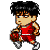 Pixelated character in red basketball uniform dribbling a ball across four sequential poses on gray background.