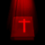 Red cross symbols on dark red squares with vertical light streaks, displayed in a against black and gray backgrounds