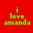Red background with green text 'i love amanda' and blue horizontal bars shifting across the image in four distinct positions.