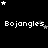 Pixelated text "Bojangles" appears in multiple with shifting star patterns above and below, all on a black background