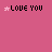A 5x5 contact sheet of animated frames showing variations of "I LOVE YOU" text with pink stars on a solid pink background, plus additional text fragments at the bottom.