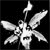 A 3x2 contact sheet of five distinct animated GIF frames showing various icons including a flower, arrow, crosshair, and text elements on black background with gray transparency area.