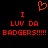 Red pixelated text and heart symbol on black background, repeated twice with identical layout.