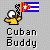 Pixelated character in yellow shirt holds Cuban flag; text reads "Cuban Buddy" below.