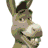 Animated sequence showing Shrek's donkey companion and multiple variations of the 'Shrek' logo with green, yellow, and gray color schemes.